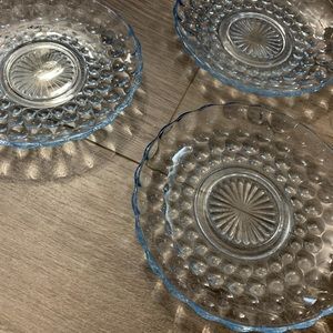 Trio of vintage blue plates